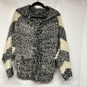 POL Black and White Textured Knit